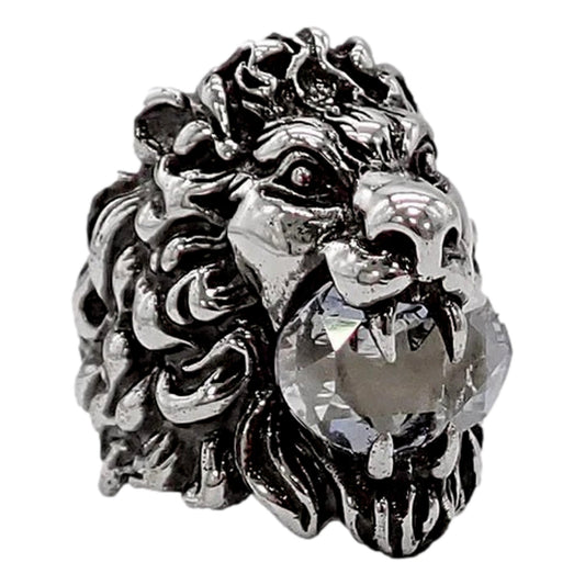 Gucci Lion Head Silver Ring with Crystal - Bold Style, Luxe - Shop Bags LLC