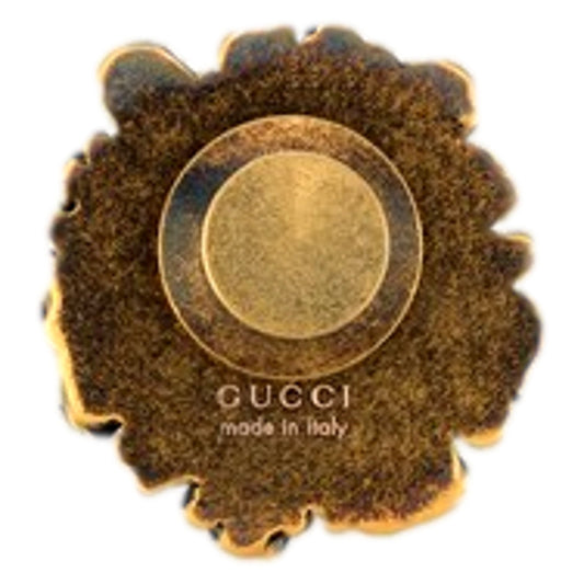 Gucci Lionhead Brooch: Bold, Vintage Elegance in Distressed Gold - Shop Bags LLC