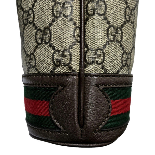 Gucci Ophidia Canvas: Chic Brown Bucket Bag with Webstripe Design - Shop Bags LLC