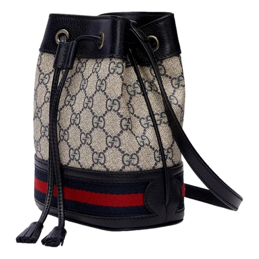 Gucci Ophidia Mini Beige And Blue GG Canvas Bucket Bag - Shop Bags LLC