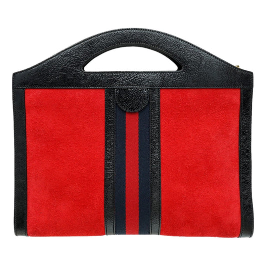 Gucci Ophidia Red Suede Tote Bag Durable with Gold Accent