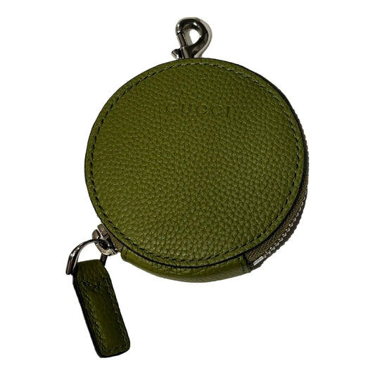 Gucci Round Coin Case Keychain: Luxury Lime Green Leather Pouch