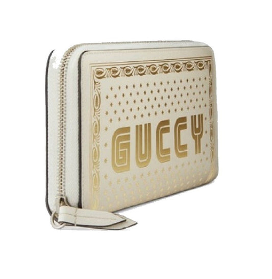 Gucci Sega Stars Wallet: White Leather & Gold Elegance for Everyday - Shop Bags LLC