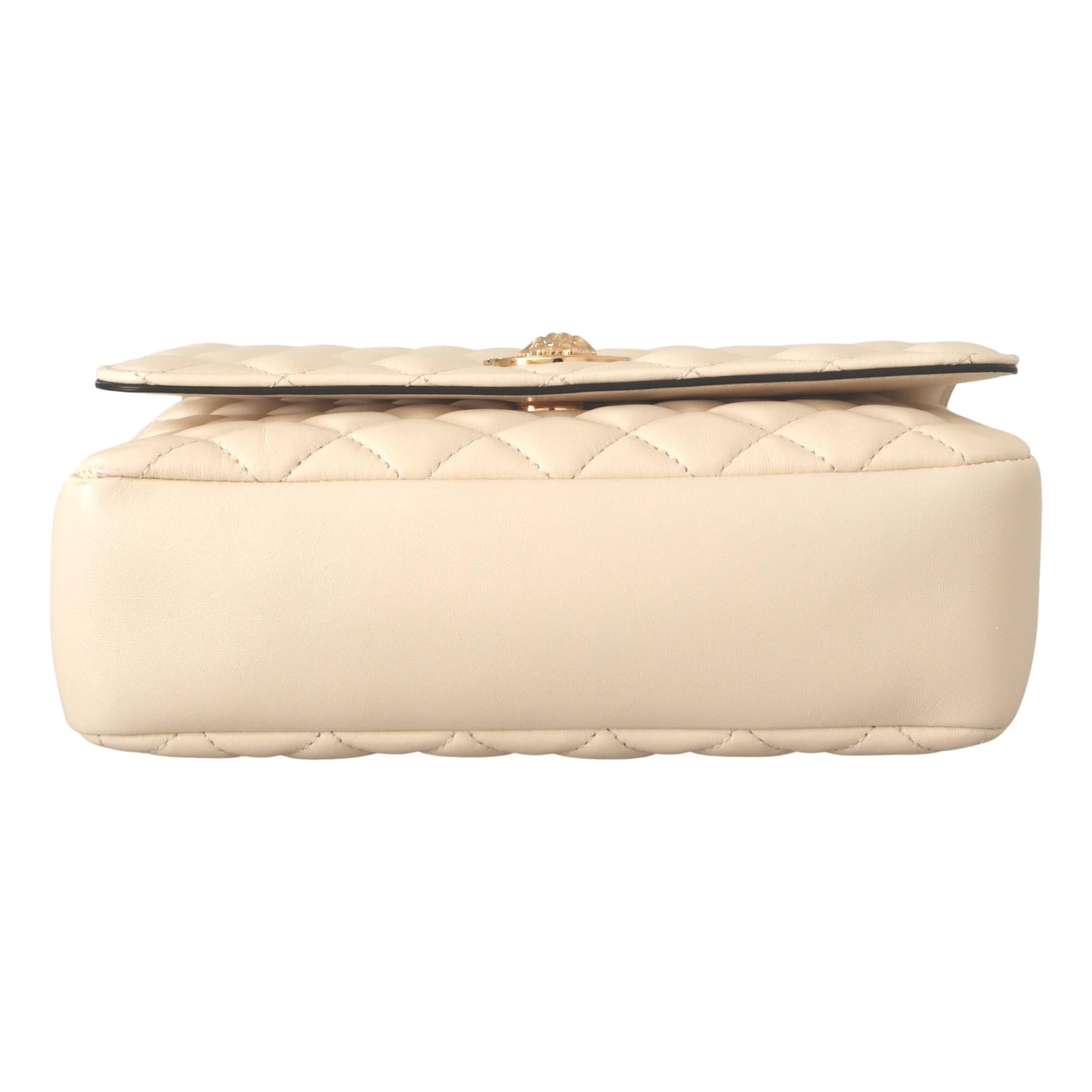Large Shoulder Bag - Versace Beige Quilted Lamb Leather Elegance -   Shop Bags LLC