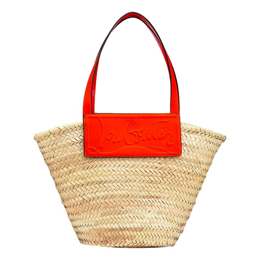 Luxurious Large Orange Tote Bag - Christian Louboutin Raffia Design - Shop Bags LLC