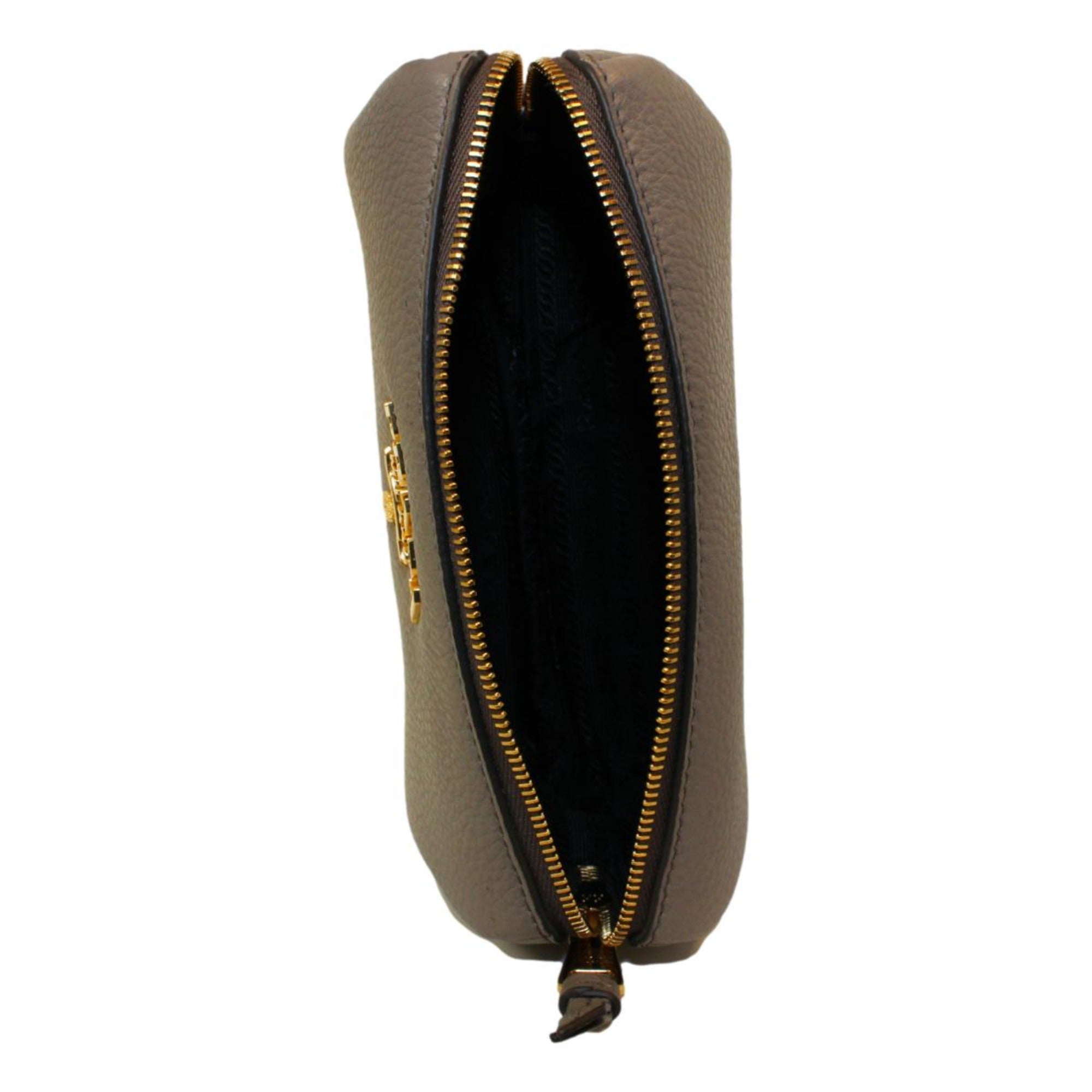 Luxurious Prada Cosmetic Bag - Grey Leather Pouch, Chic Travel -   Shop Bags LLC