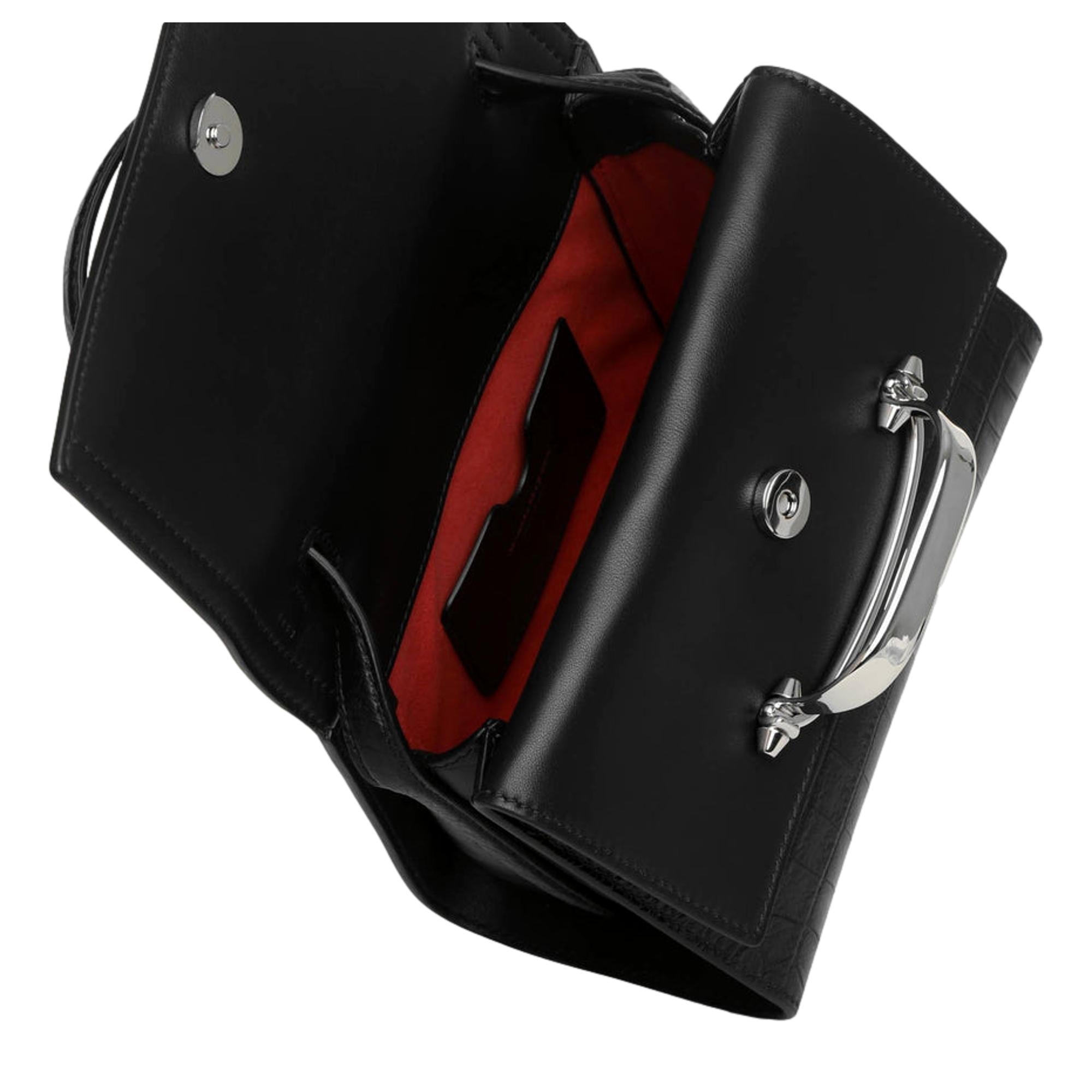 Luxury Black Satchel - Alexander McQueen Croc Print Leather Bag -   Shop Bags LLC