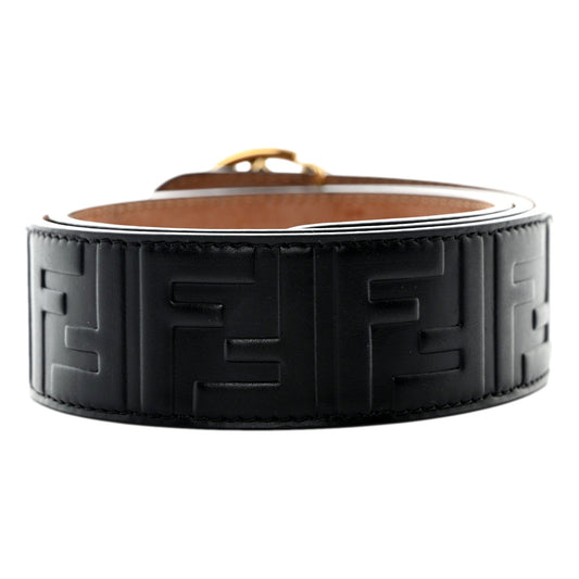 Luxury Fendi FF Calfskin Leather Belt - Timeless Black Elegance - Shop Bags LLC