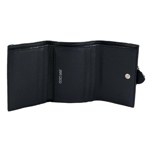 Luxury Trifold Wallet: Jimmy Choo Cheri Dark Blue Leather Wallet - Shop Bags LLC