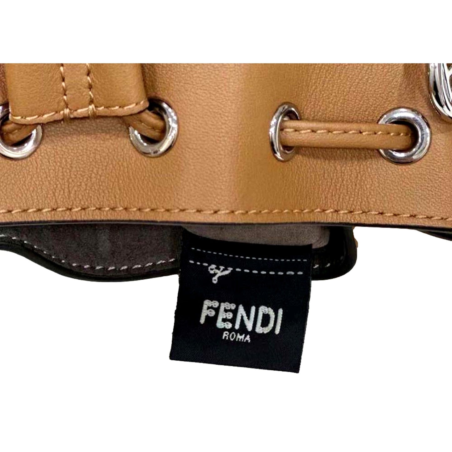 Mini Brown Bucket Bag by FENDI - Elegant Calfskin with Floral Accents - Shop Bags LLC