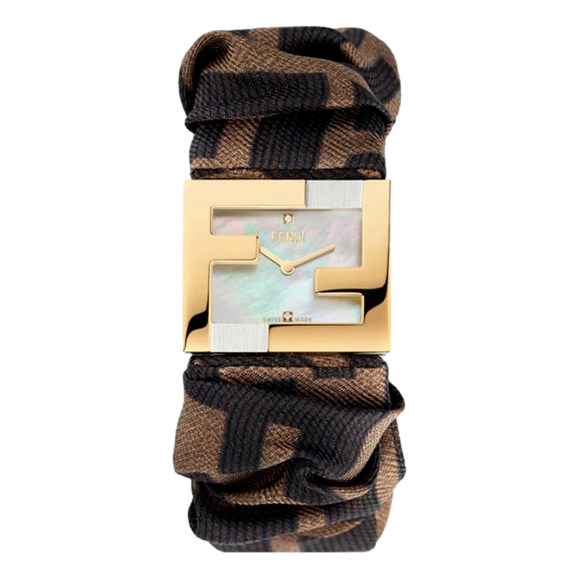Pearl Dial Monogram Satin Watch - Fendi Fendimania Elegance -   Shop Bags
