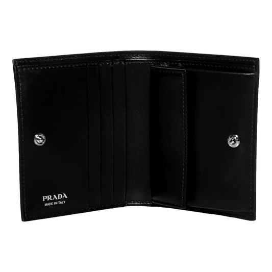 Prada Bifold Black Leather Card Holder - Elegance Meets Functionality - Shop Bags LLC