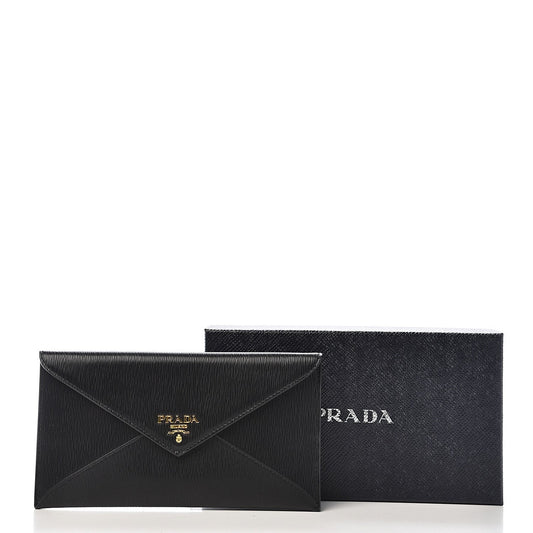 Prada Black Leather Long Wallet - Sleek, Stylish, & Functional Design - Shop Bags LLC