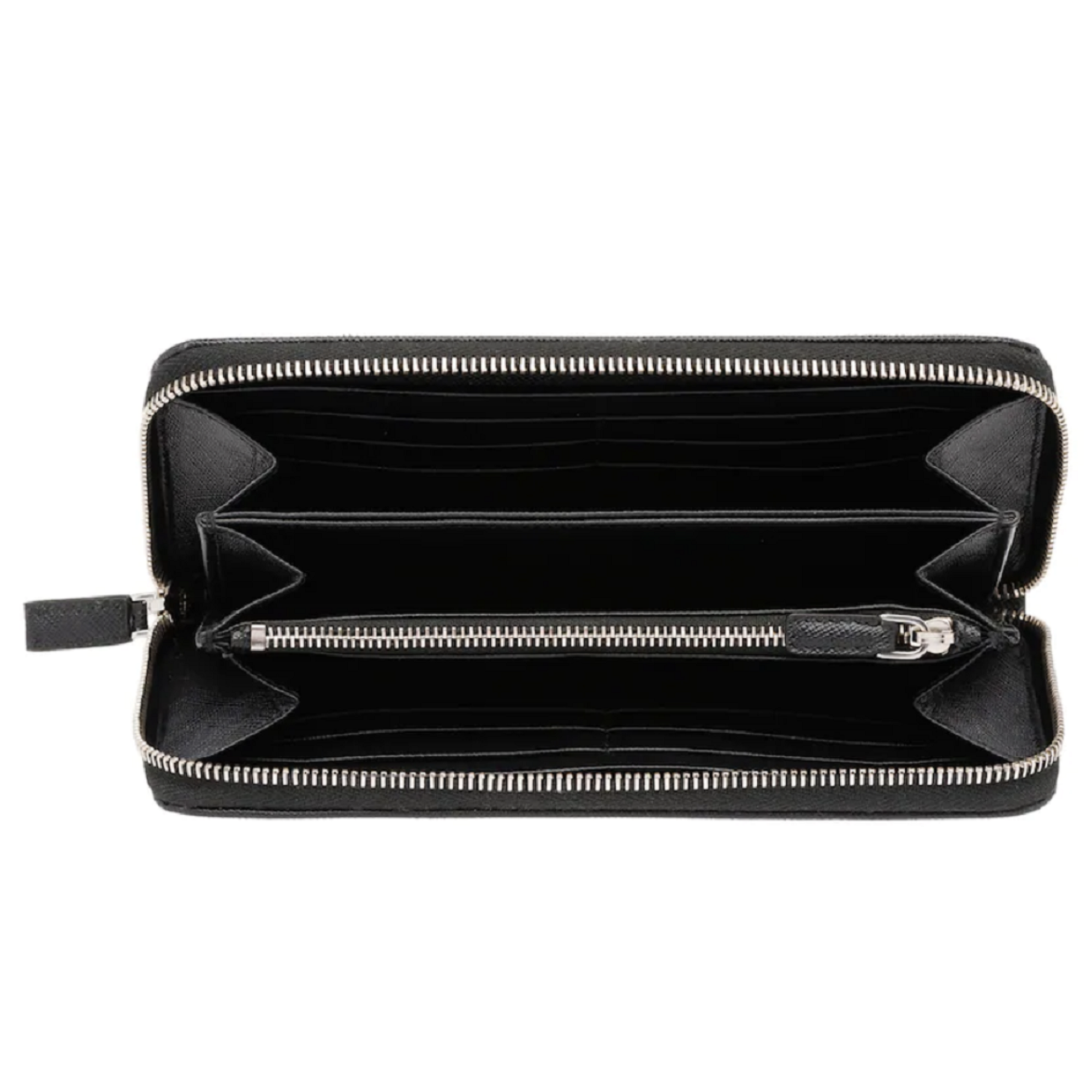 Prada Black Leather Wallet - Sleek Zip-Around Black Bag - Luxury Style -   Shop Bags LLC