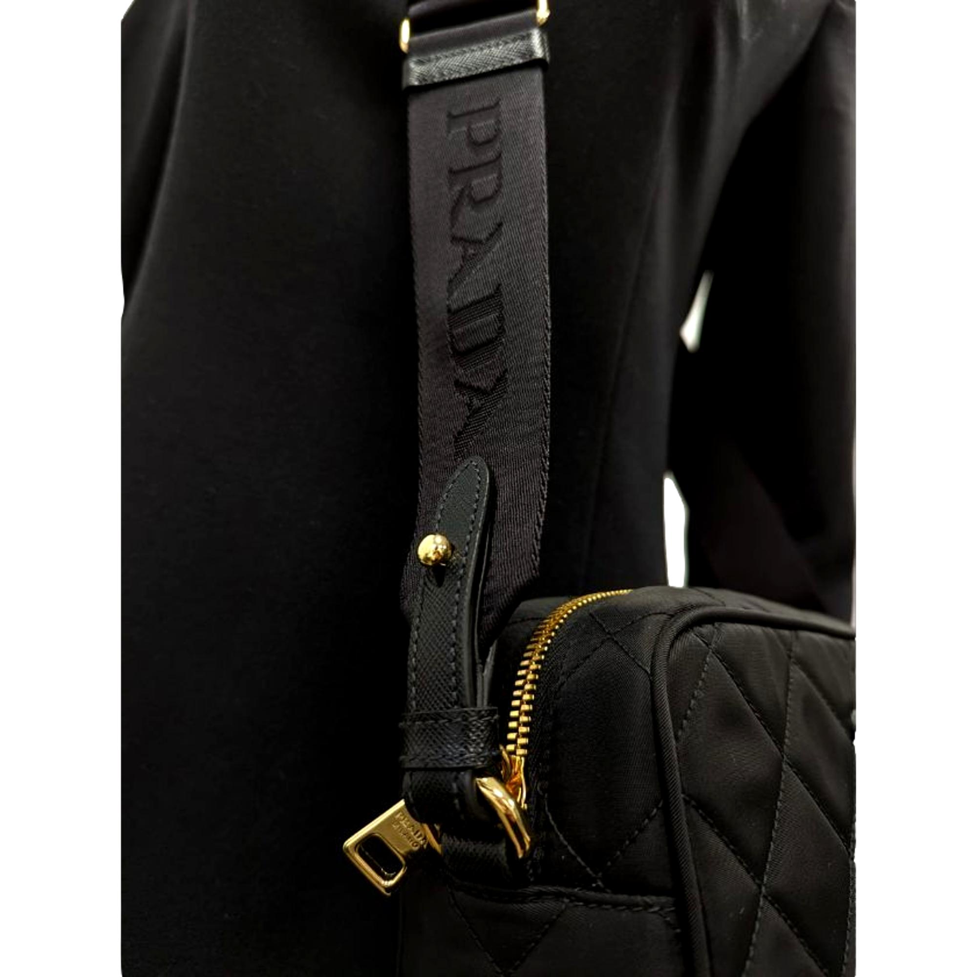 Prada Black Quilted Tessuto Nylon Crossbody - Chic & Versatile Bag -   Shop Bags