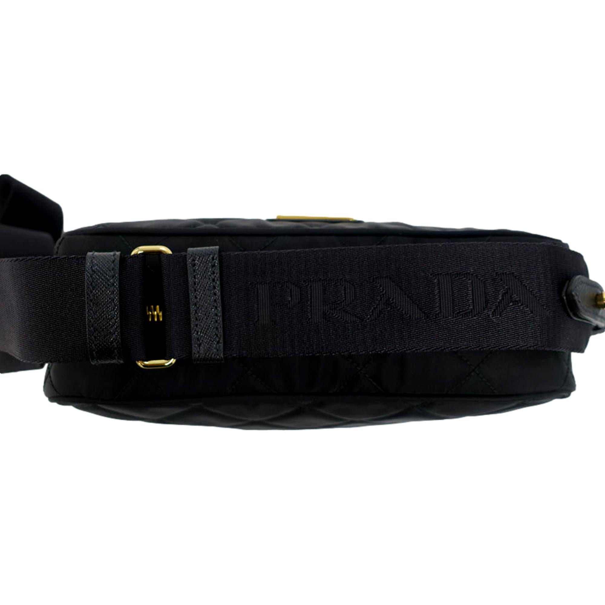 Prada Black Quilted Tessuto Nylon Crossbody - Chic & Versatile Bag -   Shop Bags