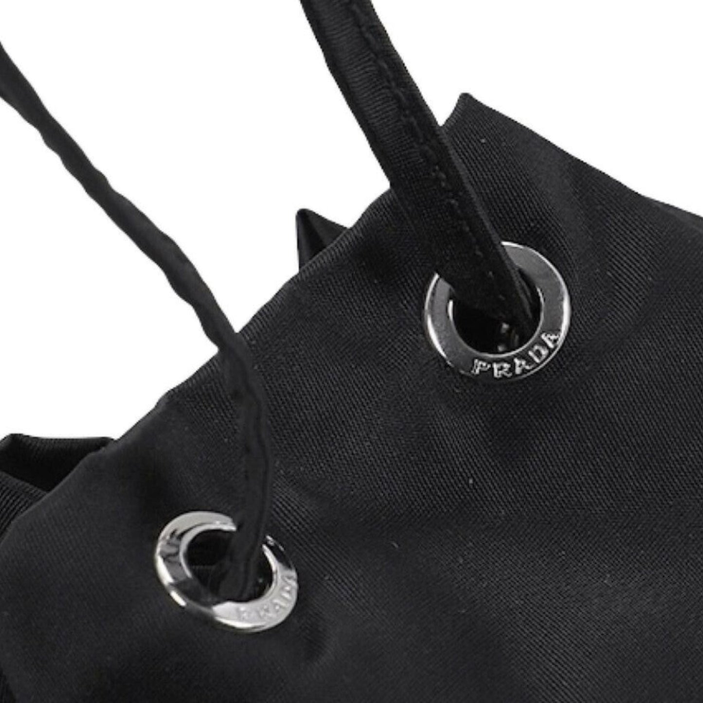 Prada Black Tessuto Nylon Triangle Logo Drawstring Bucket Bag - Shop Bags LLC