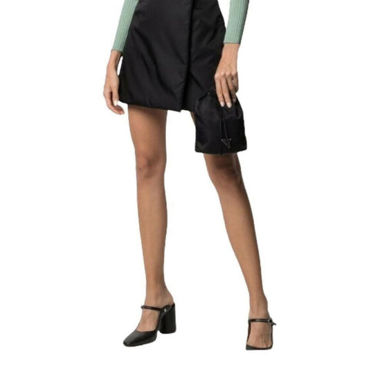 Prada Black Tessuto Nylon Triangle Logo Drawstring Bucket Bag - Shop Bags LLC