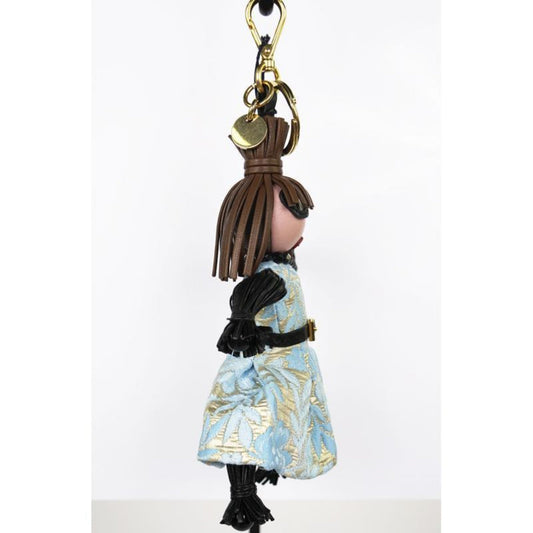 Prada Jasmine Doll Keyring - Luxury Blue Leather Charm Accessory - Shop Bags LLC