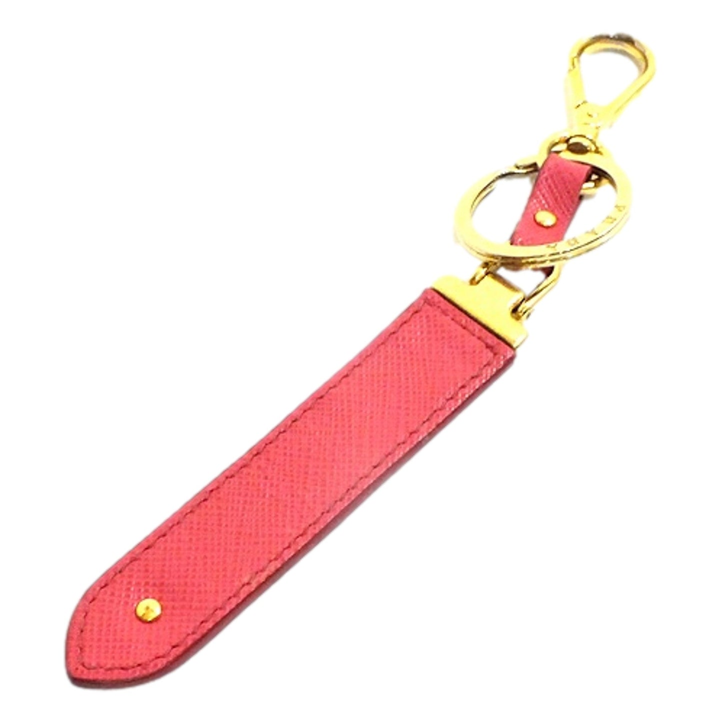 Prada Lettering Keychain - Elegant Pink Saffiano Keychain Accessory - Shop Bags LLC