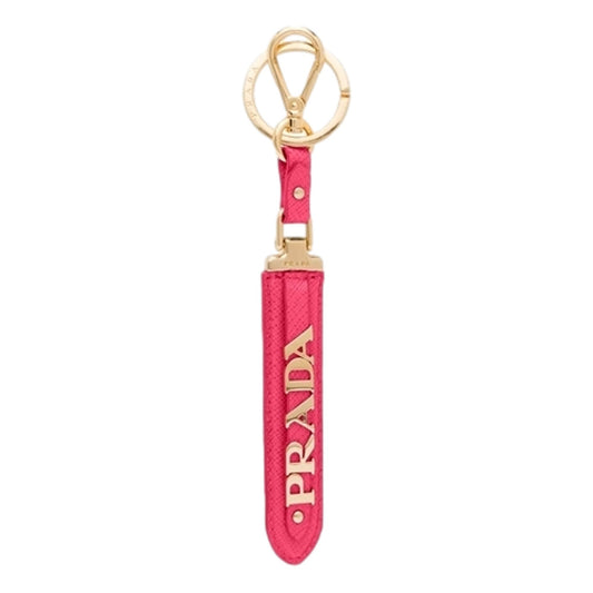 Prada Lettering Keychain - Elegant Pink Saffiano Keychain Accessory - Shop Bags LLC
