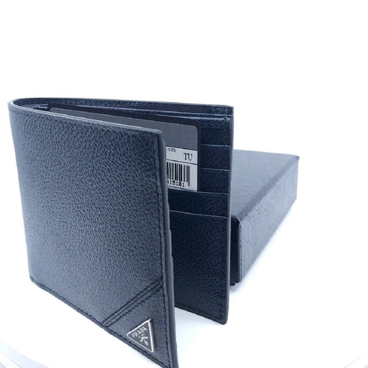 Prada Men's Navy Leather Wallet - Elegance & Function in One - Shop Bags LLC