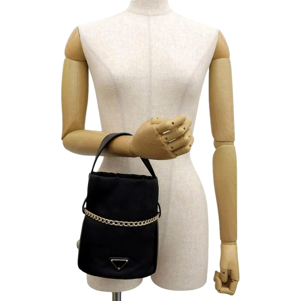 Prada Petit Sac Noir Mini Re-Nylon and Nappa Leather Bucket Bag Black