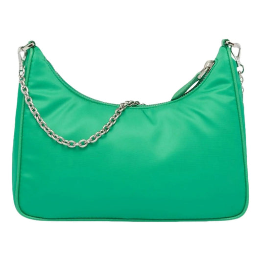 Prada Re-Edition 2005 Green Tessuto Nylon Chain Shoulder Bag