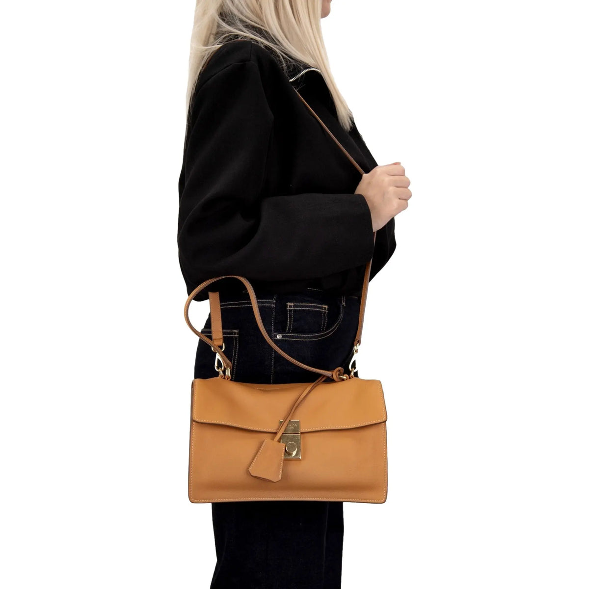 Prada Soft Sound Medium Amber Orange Soft Grain Leather Shoulder Bag