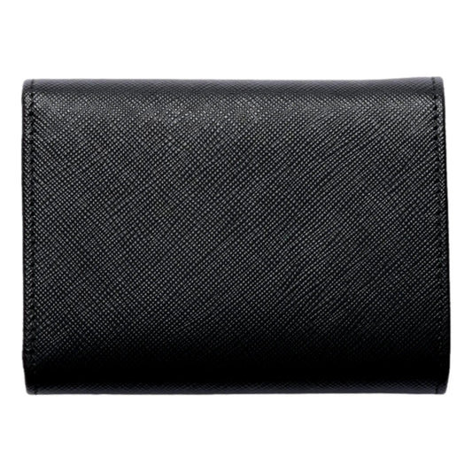 Prada Trifold Wallet: Chic Saffiano Leather with Hibiscus Flair