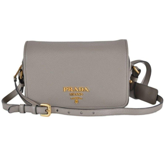 Prada Vitello Phenix Grey Leather Crossbody Bag - Chic & Versatile - Shop Bags LLC