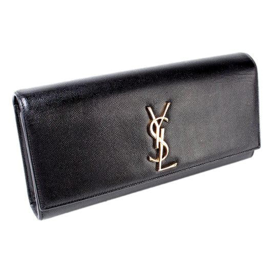 Saint Laurent Cassandre Classic Monogram: Elegant Black Leather Clutch - Shop Bags LLC