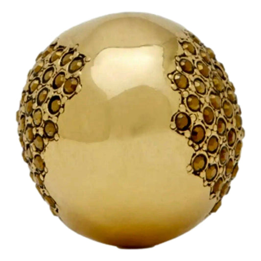 Saint Laurent Edge Egg Rhinestone Gold Dome Ring Size 6 YSL Statement Cocktail Jewelry - Shop Bags LLC
