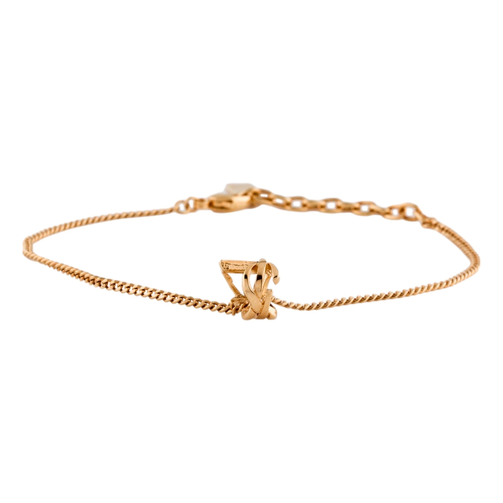 Saint Laurent Monogram Twist Gold Metal Chain Bracelet -   Shop Bags