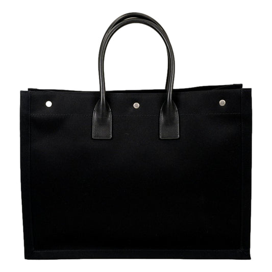 Saint Laurent Rive Gauche Black Canvas Leather Trim Tote Bag Tote bag