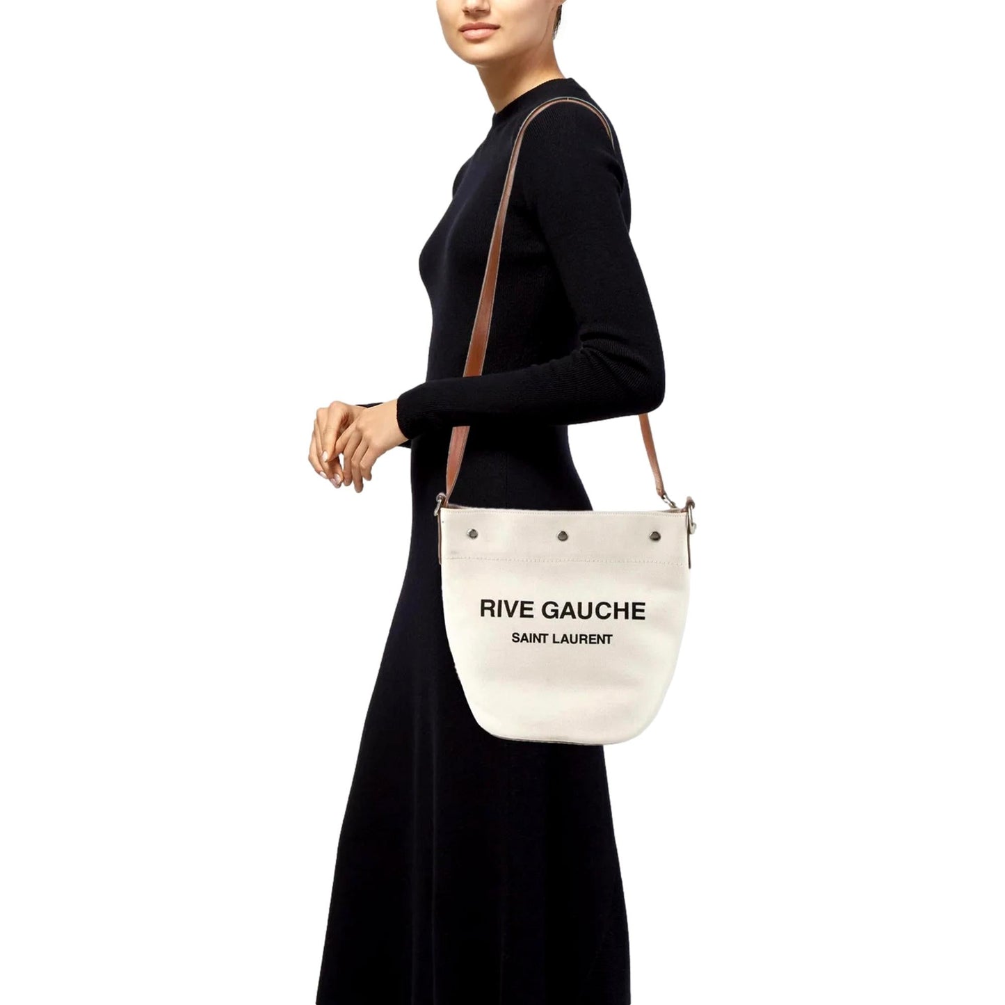 Saint Laurent Rive Gauche Linen Bucket Bag - Chic & Functional - Shop Bags LLC