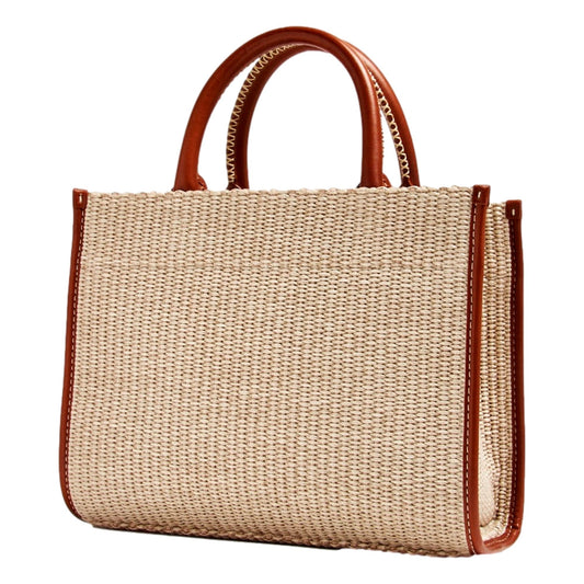 Versace Athena Raffia Leather Small Shopper Tote Beige - Shop Bags LLC