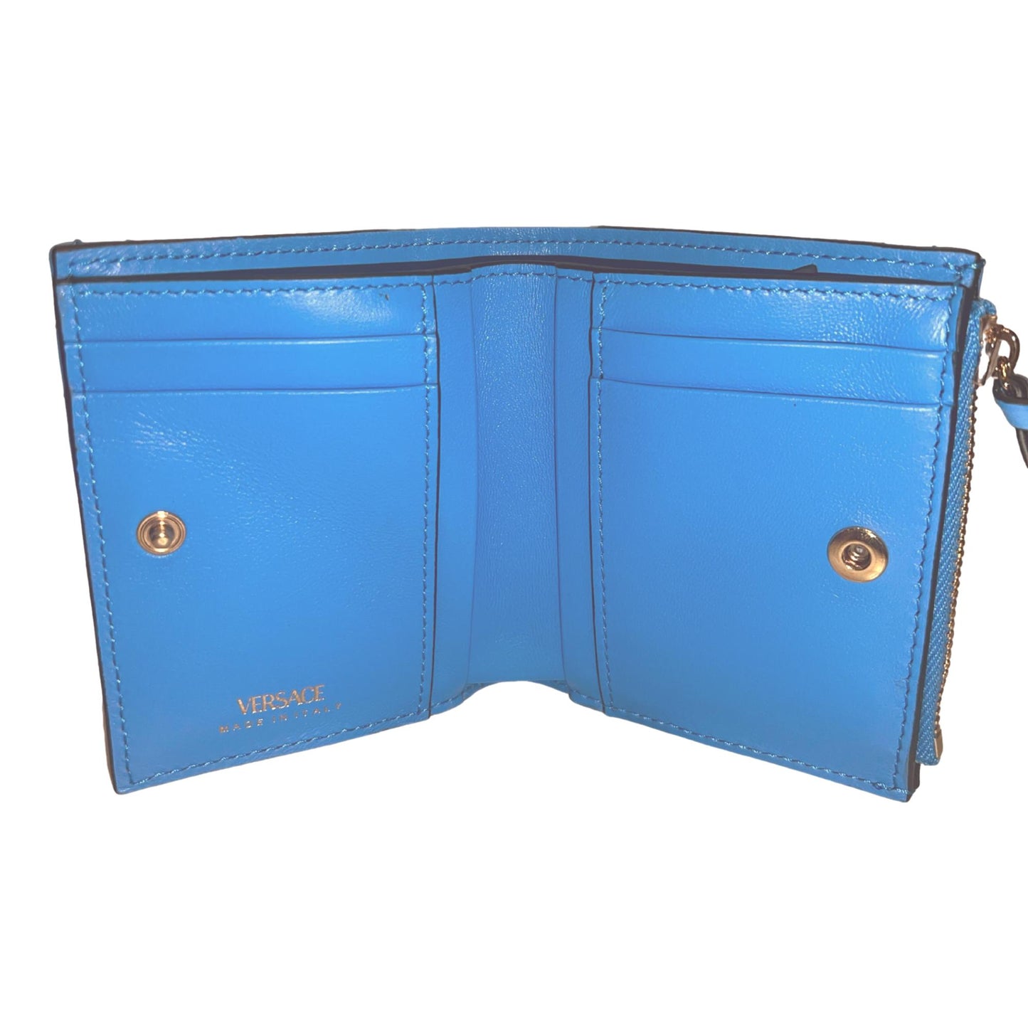 Versace Compact Snap Wallet - Quilted Lamb Leather Luxury Accessory - Shop Bags LLC