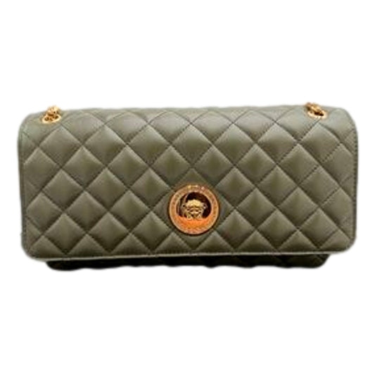 Versace La Medusa Olive Green Quilted Crossbody Bag - Luxury - Shop Bags LLC