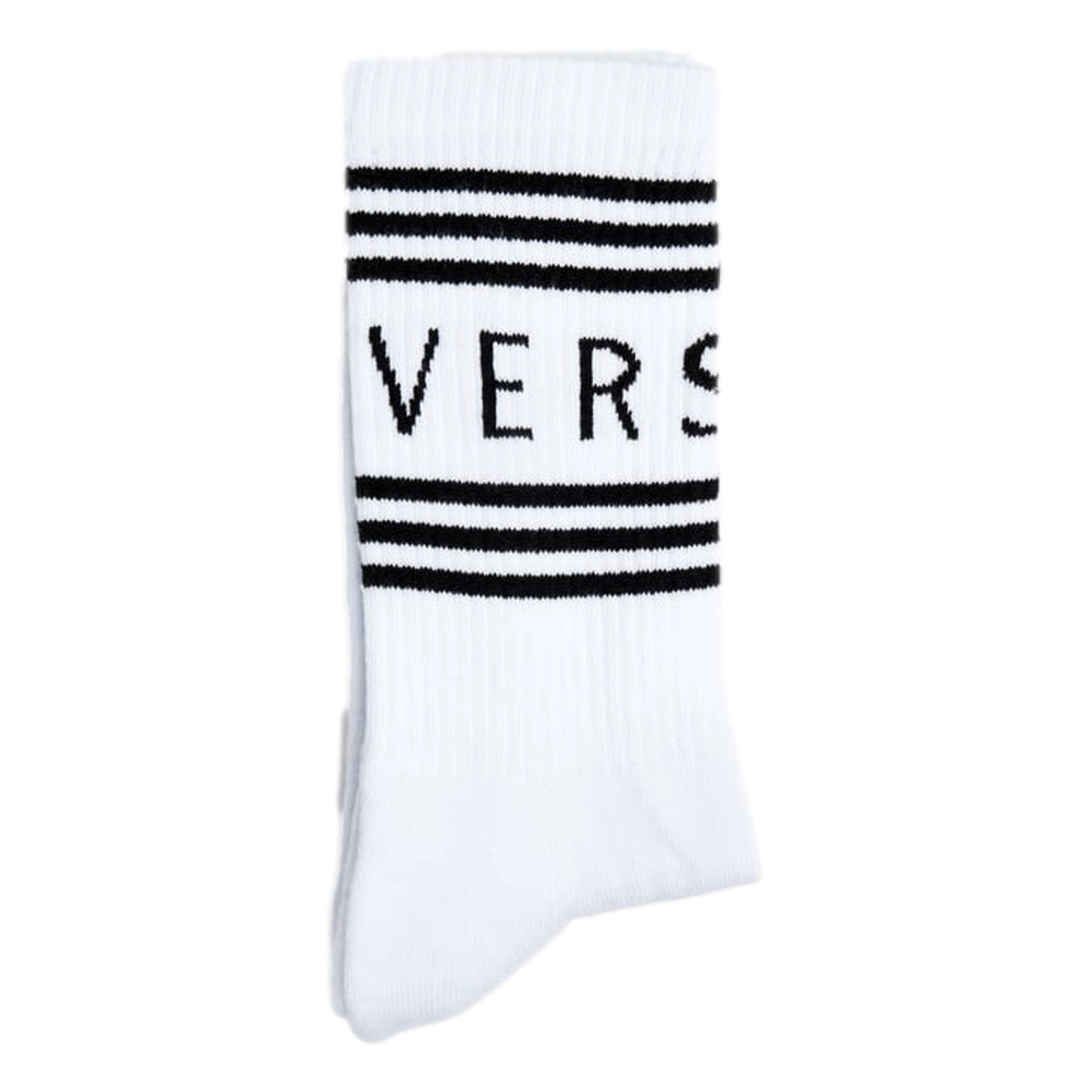 Versace White Black 90s Style Vintage Logo Tube Socks Medium - Shop Bags LLC