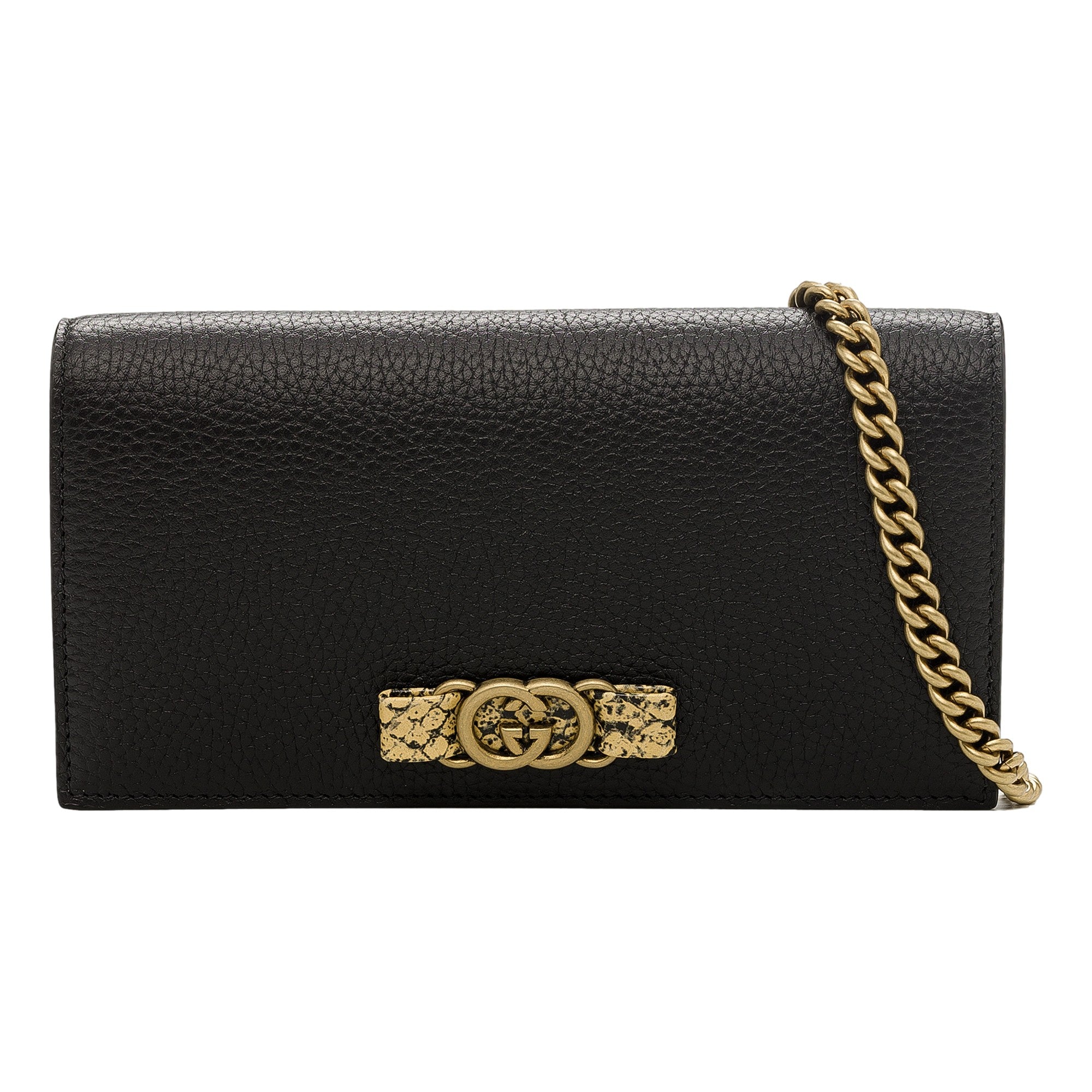 Gucci Double G Python Wallet: Luxury Leather with Gold Chain