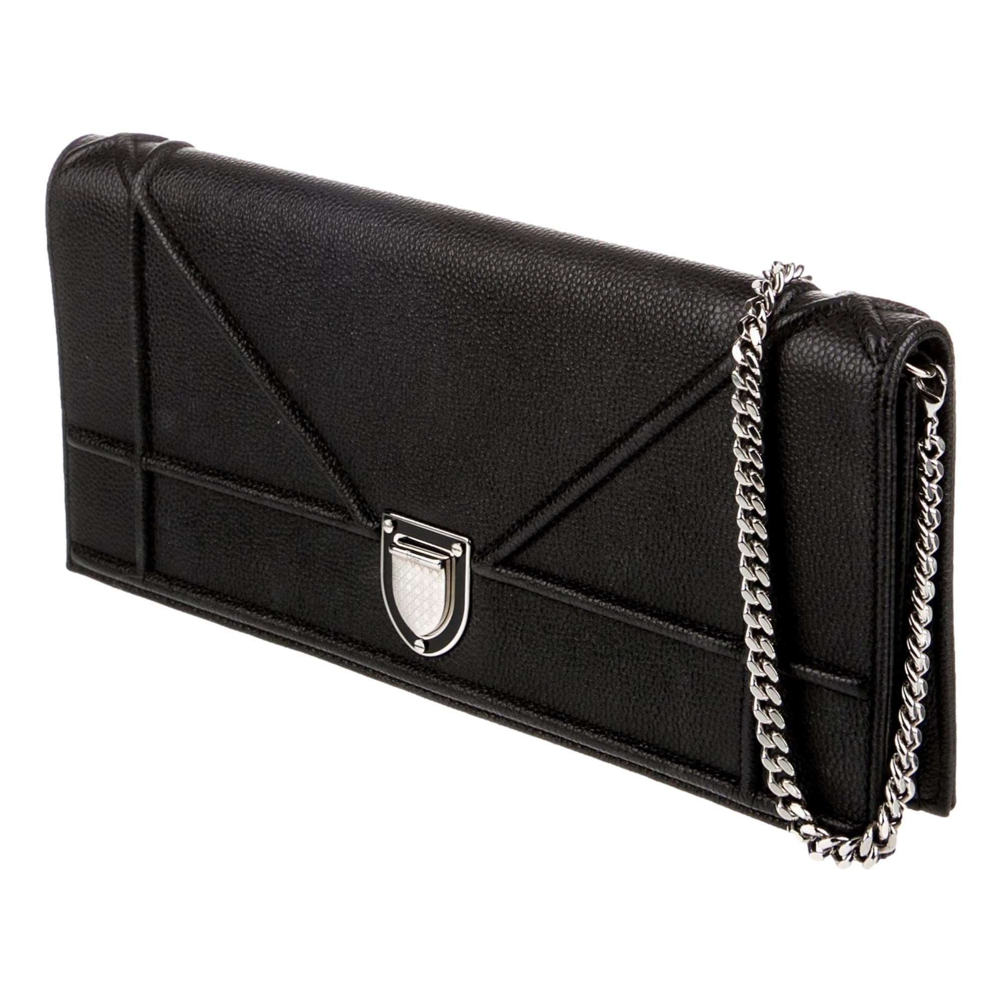 Dior Black Calfskin Diorama Wallet on Chain - Timeless Elegance