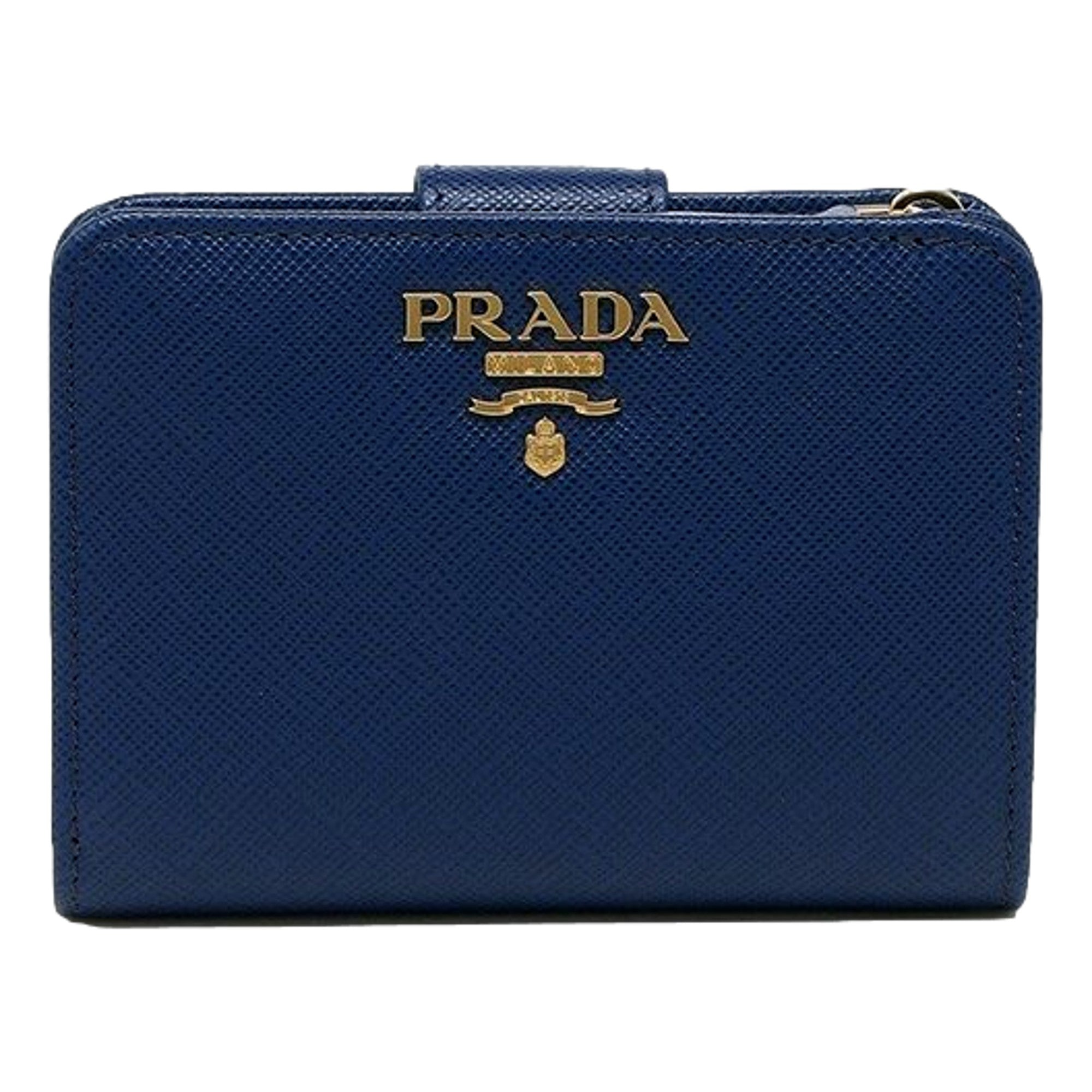 Elegant Prada Blue Wallet with Coin Pouch - Stylish & Compact