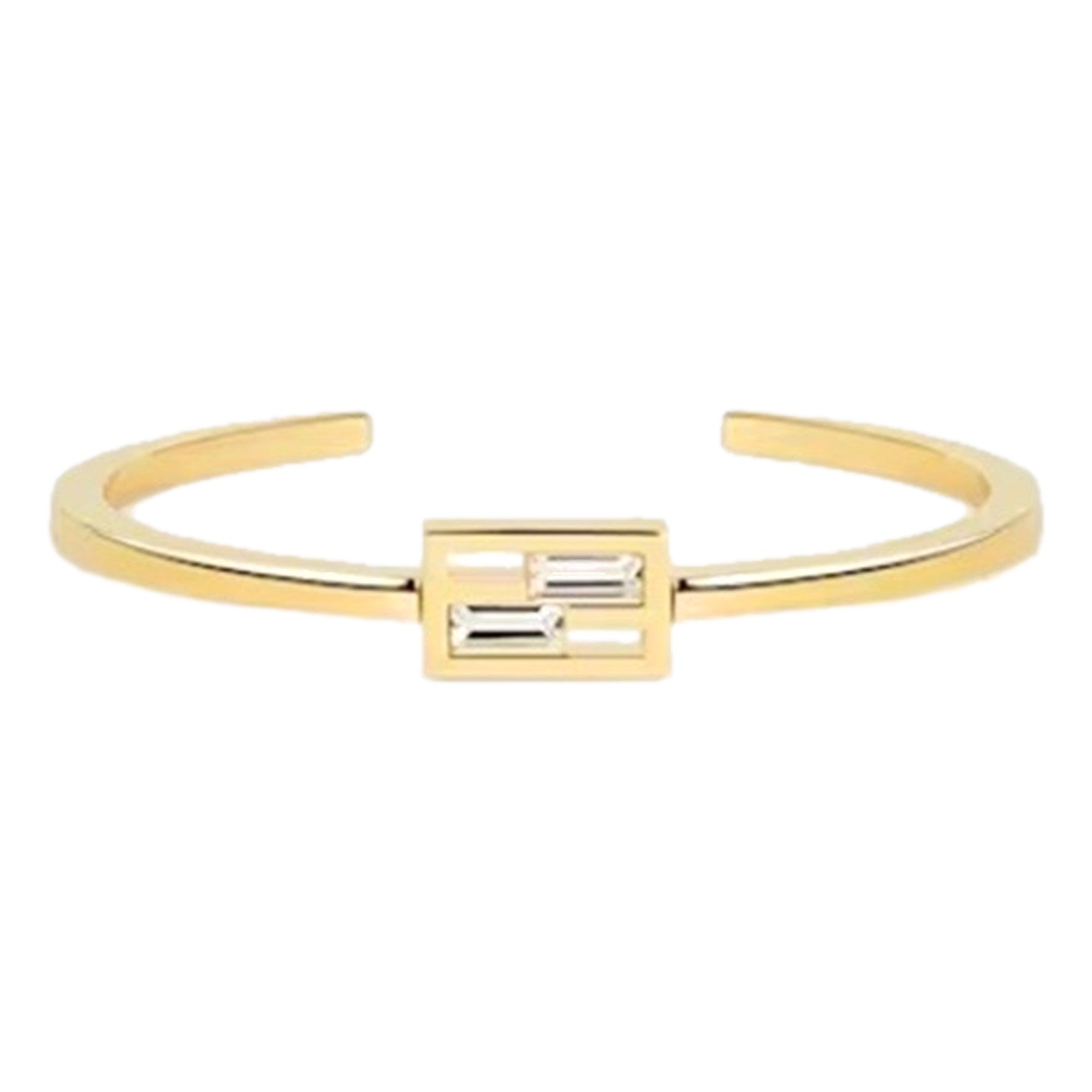 Fendi Women's Bracelet: Elegant Crystal Gold Cuff | Baguette Style