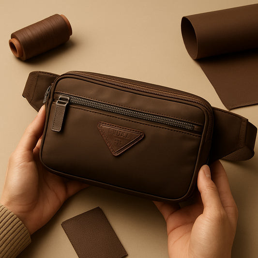Featured image for How to Style the Prada Brown Re-Nylon Saffiano Belt Bag