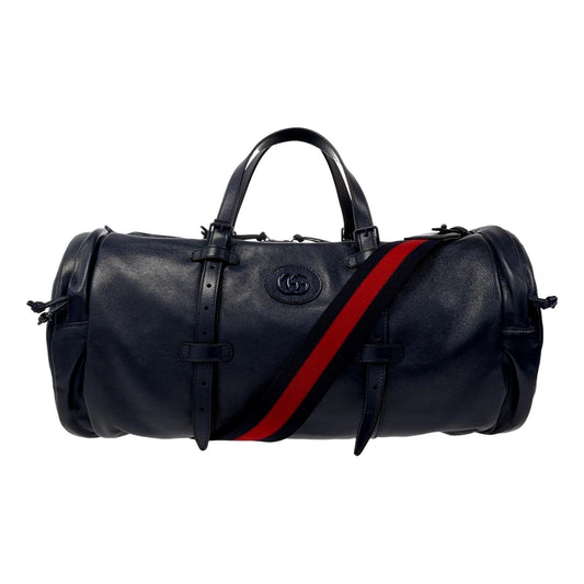 Featured image for Gucci GG Logo Blue Leather Duffle Tote Review