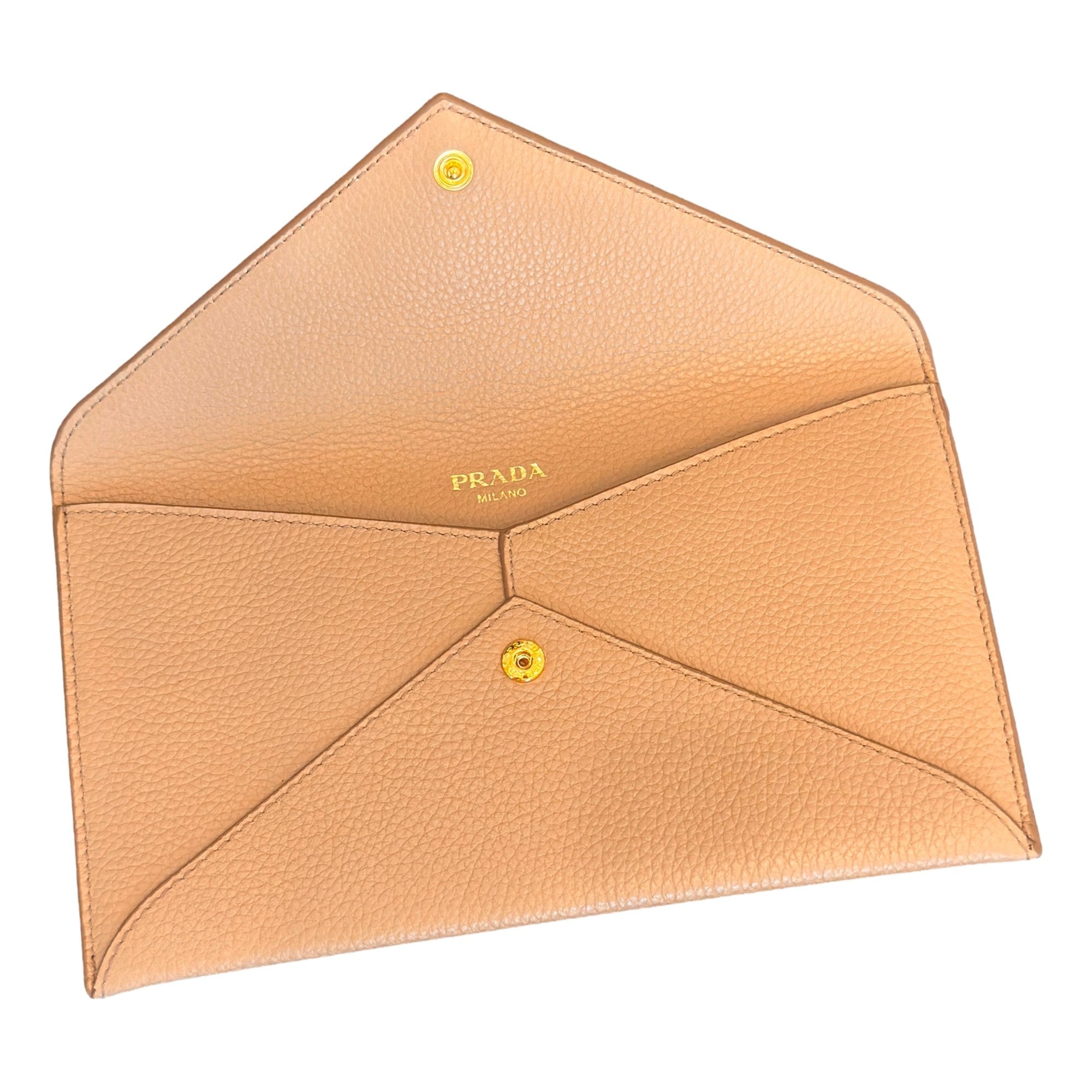 Prada Leather Envelope Wallet - Luxury Beige Wallet with Card Slots