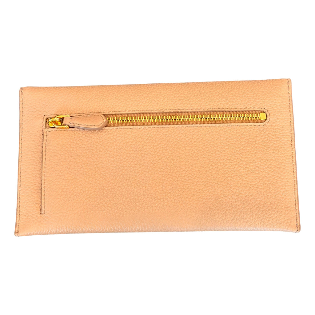 Prada Leather Envelope Wallet - Luxury Beige Wallet with Card Slots