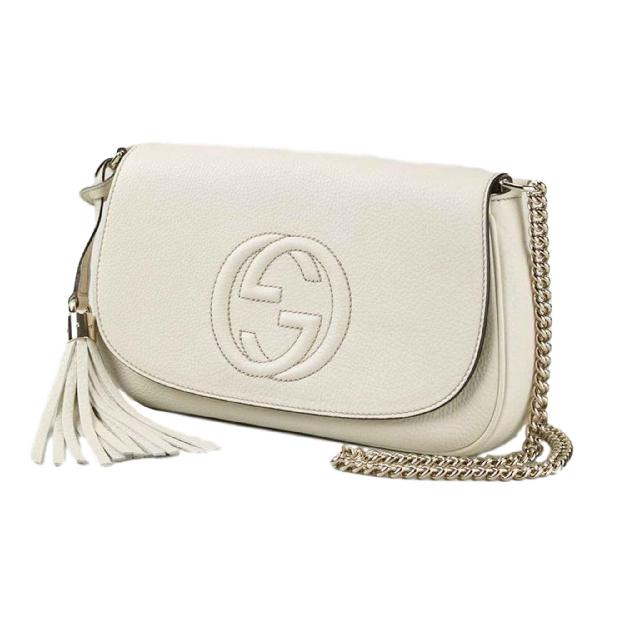 Gucci Soho Disco Crossbody - Ivory Elegance with Gold Chain