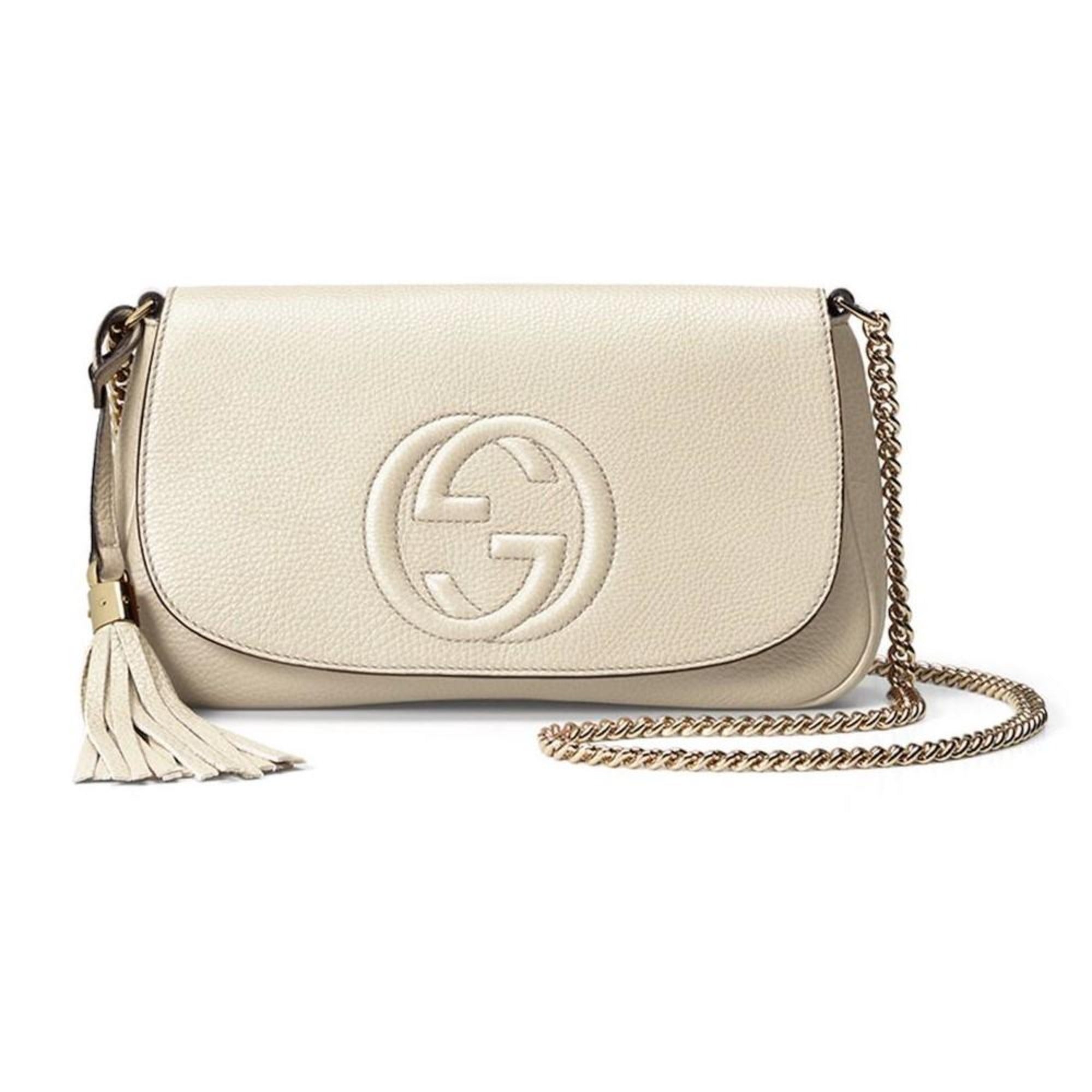 Gucci Soho Disco Crossbody - Ivory Elegance with Gold Chain